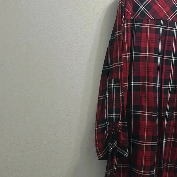 NWT JOHN MARK VELVET COLLAR PLAID BUTTON FRONT TOP - Picture 4 of 8
